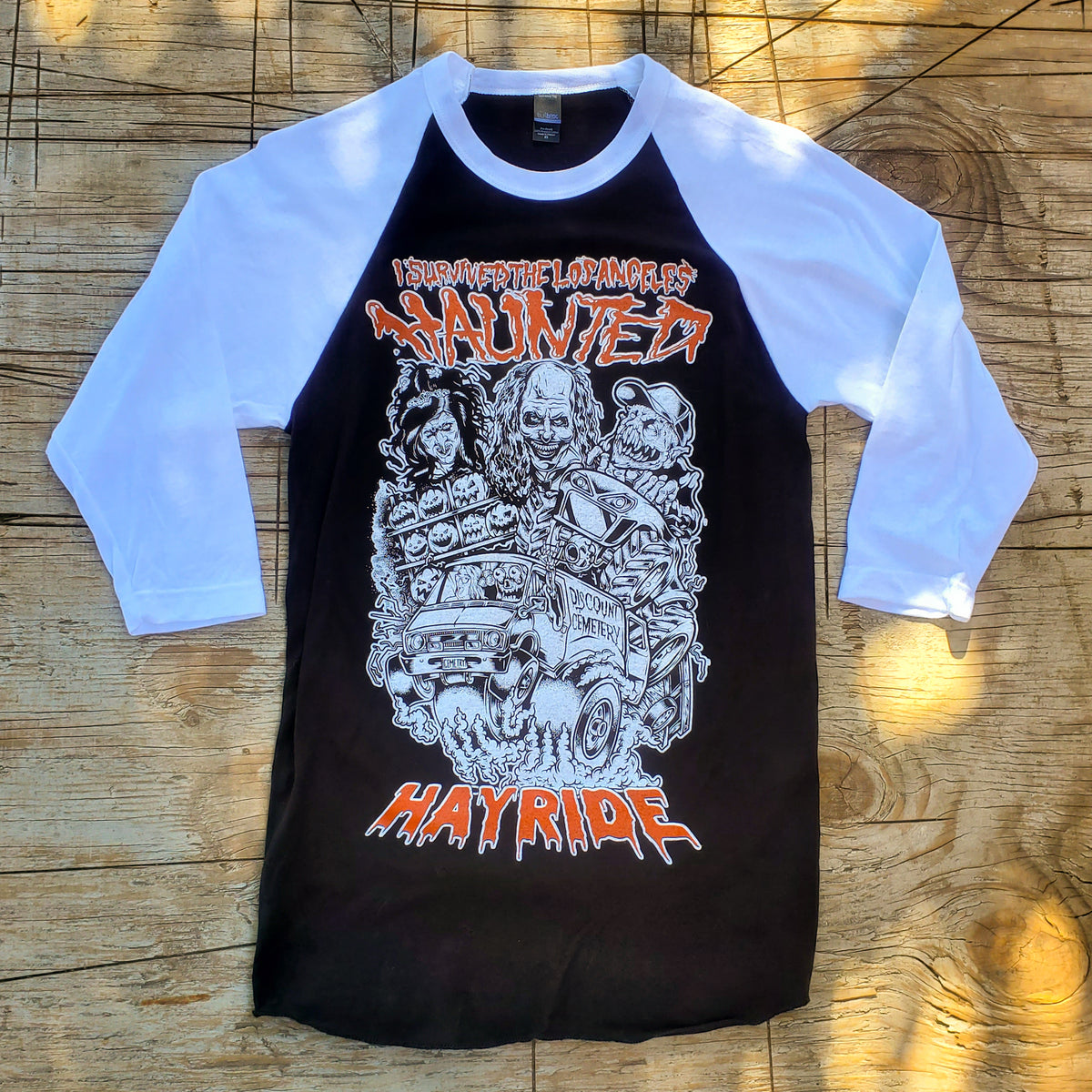 I SURVIVED THE LA HAUNTED HAYRIDE raglan Discount Cemetery