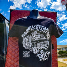 Load image into Gallery viewer, MIDSUMMER OR BUST! black tee shirt white ink