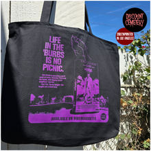 Load image into Gallery viewer, 'BURBS - NO PICNIC large zipper tote