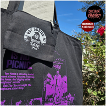 Load image into Gallery viewer, 'BURBS - NO PICNIC large zipper tote