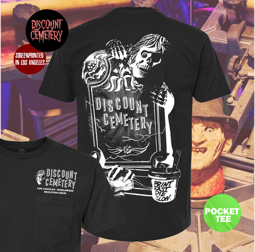 DISCOUNT CEMETERY gravestone pocket tee