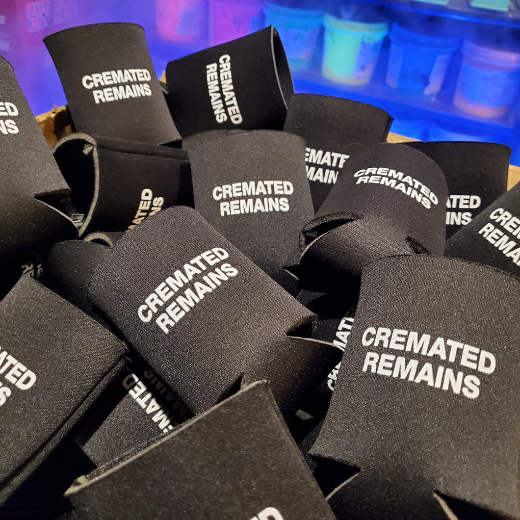 CREMATED REMAINS koozie - Discount Cemetery