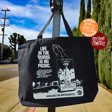 Load image into Gallery viewer, &#39;BURBS - NO PICNIC large zipper tote