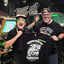 Load image into Gallery viewer, MIDSUMMER SCREAM - CEMETERY SERVICE STATION 2026 tee (timed+limited)