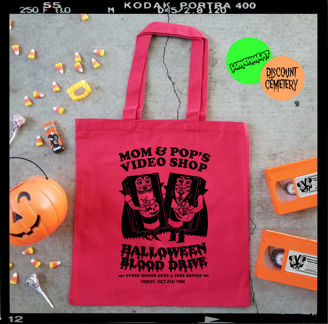 MOM & POP'S HALLOWEEN '86 tote bag - Discount Cemetery